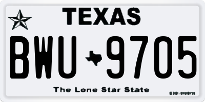 TX license plate BWU9705
