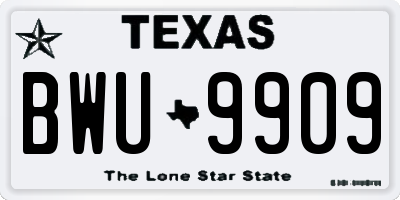 TX license plate BWU9909