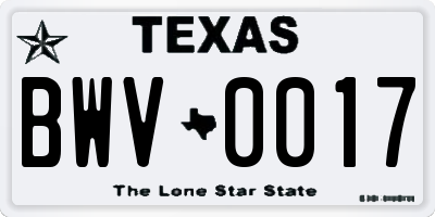TX license plate BWV0017
