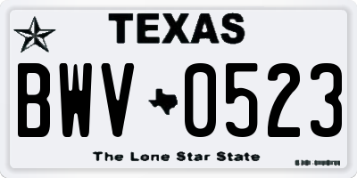 TX license plate BWV0523
