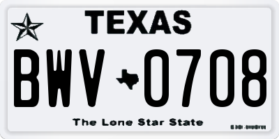 TX license plate BWV0708