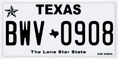 TX license plate BWV0908