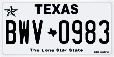 TX license plate BWV0983