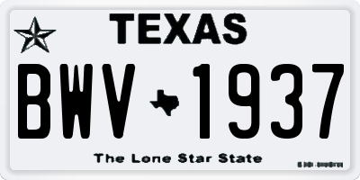 TX license plate BWV1937