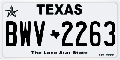 TX license plate BWV2263