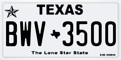 TX license plate BWV3500