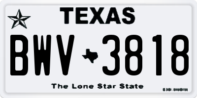 TX license plate BWV3818
