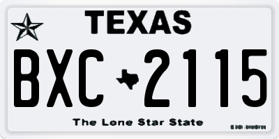 TX license plate BXC2115