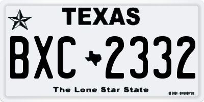 TX license plate BXC2332