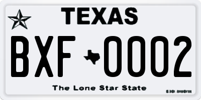 TX license plate BXF0002