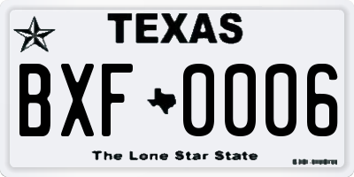 TX license plate BXF0006