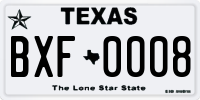 TX license plate BXF0008