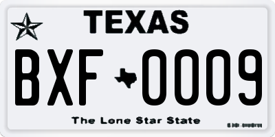 TX license plate BXF0009