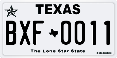 TX license plate BXF0011