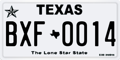 TX license plate BXF0014