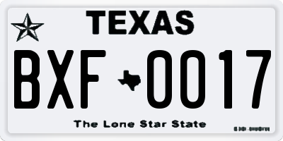 TX license plate BXF0017