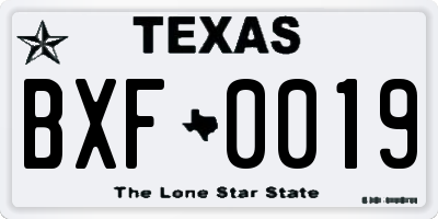 TX license plate BXF0019