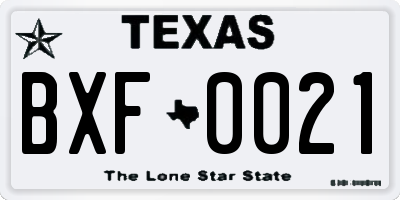 TX license plate BXF0021