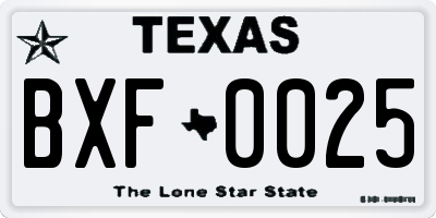 TX license plate BXF0025