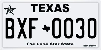 TX license plate BXF0030