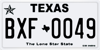 TX license plate BXF0049