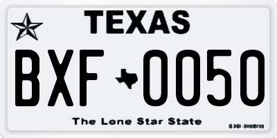TX license plate BXF0050