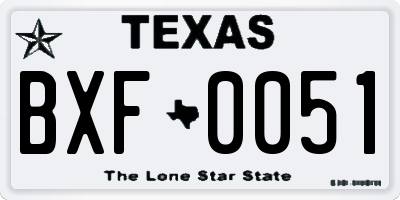 TX license plate BXF0051
