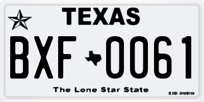 TX license plate BXF0061