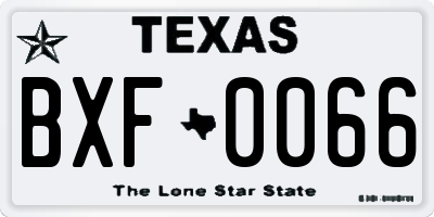 TX license plate BXF0066