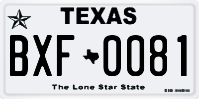 TX license plate BXF0081