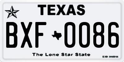 TX license plate BXF0086
