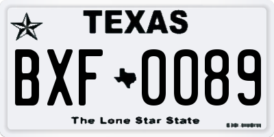TX license plate BXF0089