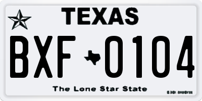 TX license plate BXF0104