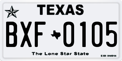 TX license plate BXF0105