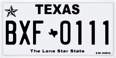 TX license plate BXF0111