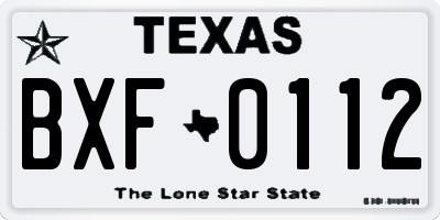 TX license plate BXF0112