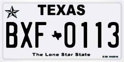 TX license plate BXF0113