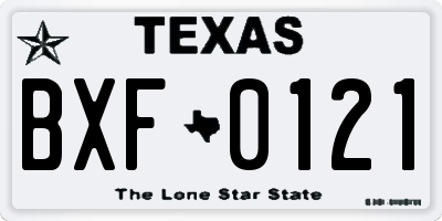TX license plate BXF0121