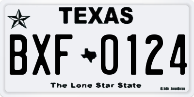 TX license plate BXF0124