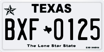 TX license plate BXF0125