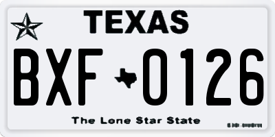 TX license plate BXF0126