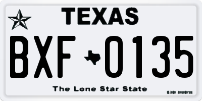 TX license plate BXF0135