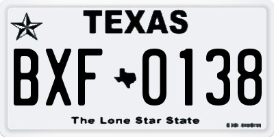 TX license plate BXF0138