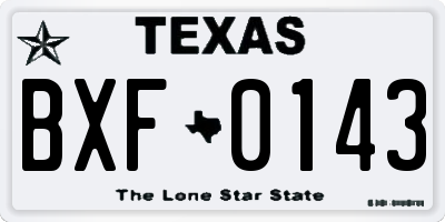 TX license plate BXF0143