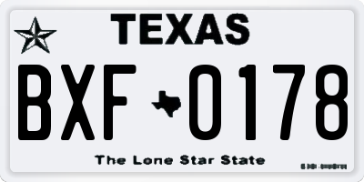 TX license plate BXF0178