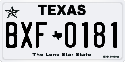TX license plate BXF0181
