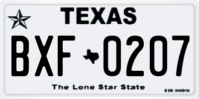 TX license plate BXF0207