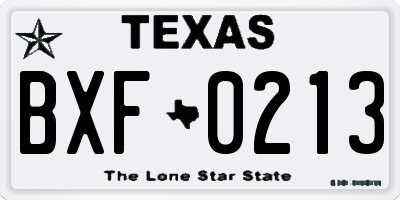 TX license plate BXF0213