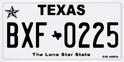 TX license plate BXF0225