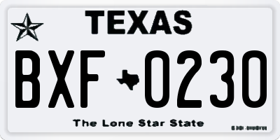 TX license plate BXF0230